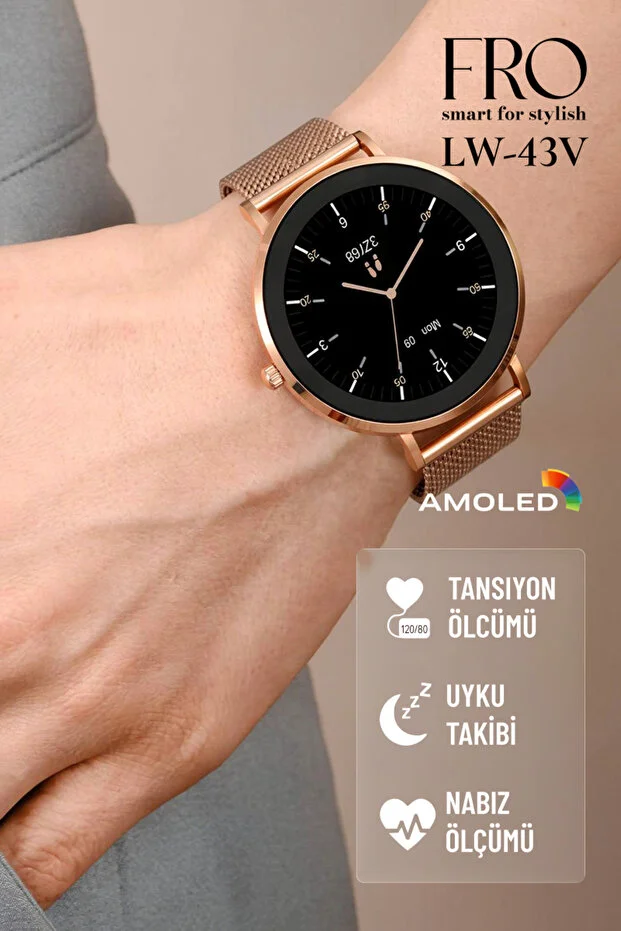 FRO Lw-43v Ultra Ince Şık Akıllı Saat,sağlık Takibi, Uzun Şarj Süresi